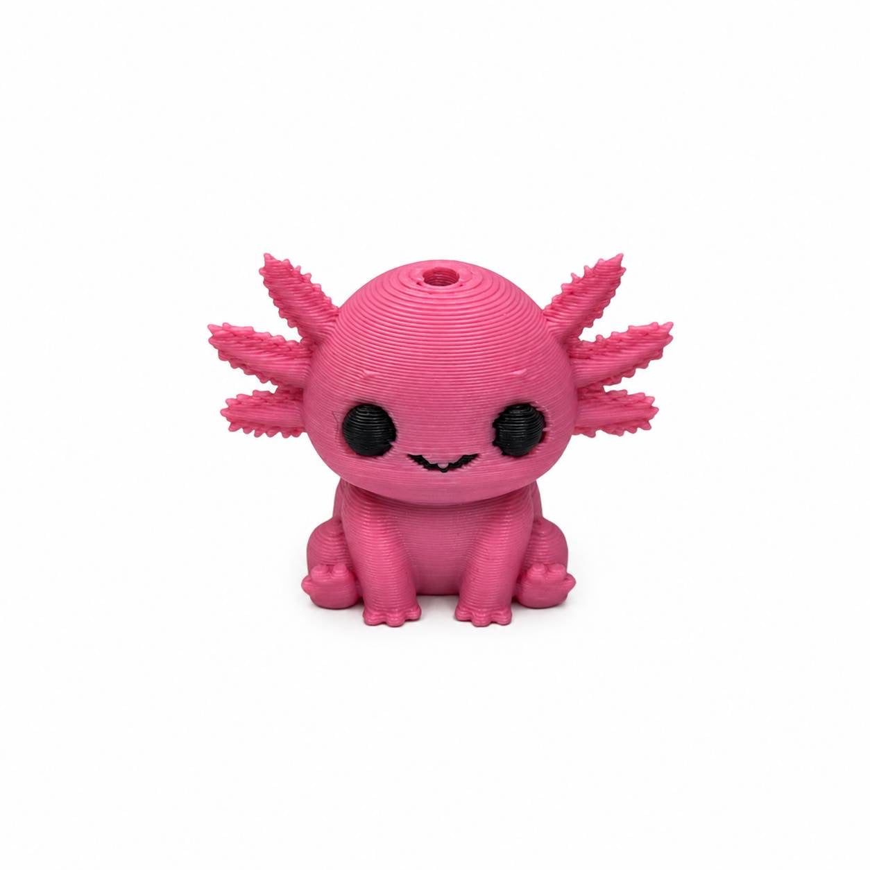 Cute Pink Axolotl Pen Palz 3D Printed Bead by Bailey's Beads