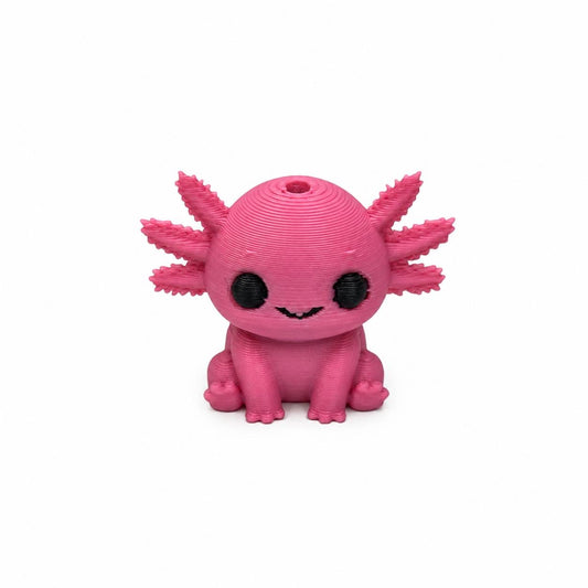 Cute Pink Axolotl Pen Palz 3D Printed Bead by Bailey's Beads