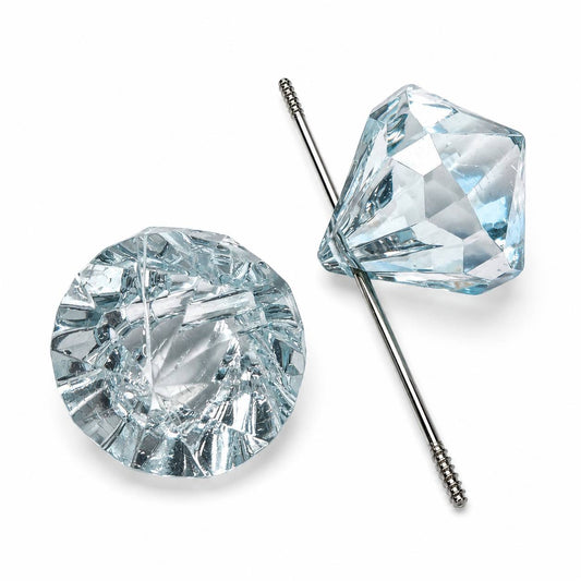 Translucent Glacier Mist icy blue faceted diamond acrylic bead with a side-drilled hole for beadable pens, jewelry, keychains, and DIY crafts.