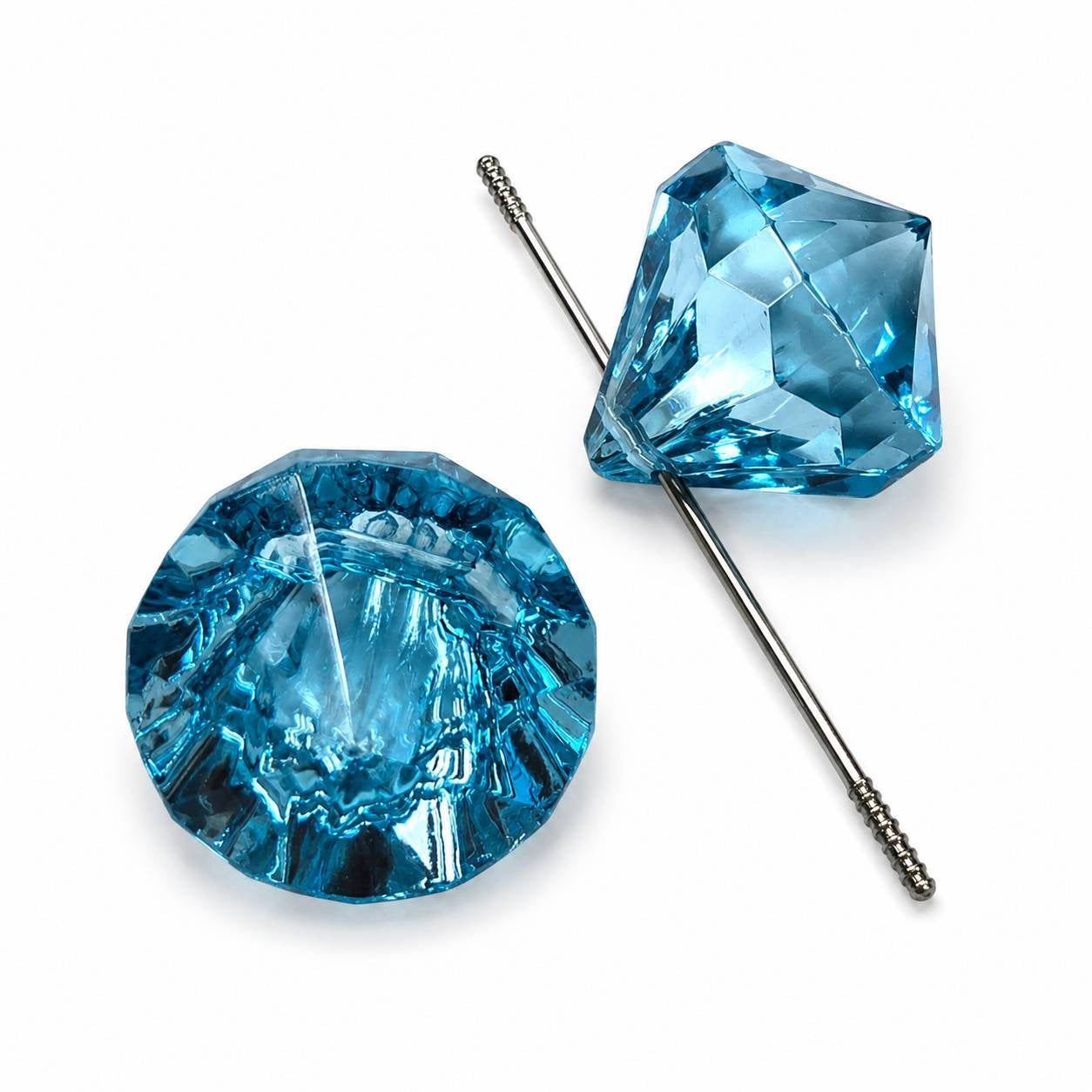 Translucent Lagoon Mist aqua faceted diamond acrylic bead with a side-drilled hole for beadable pens, jewelry, keychains, and DIY crafts.