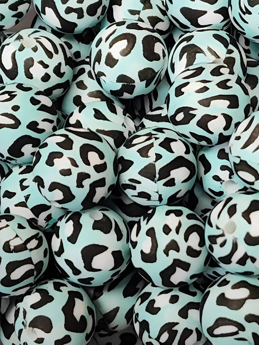 Aqua Speckle Delight 15mm Silicone Bead