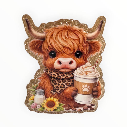 Cozy Highland Cow Coffee Acrylic Flatback – Bailey's Beads Original Design