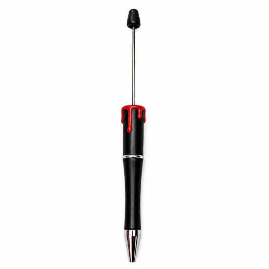 Black beadable ballpoint pen featuring a decorative red blood drip accent, perfect for Halloween and spooky-themed crafts.