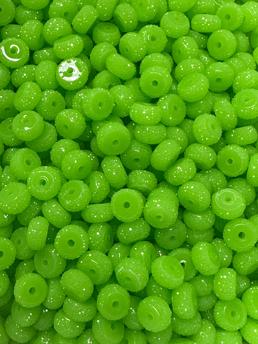 Neon Green Rhinestone Abacus 12mm Beads