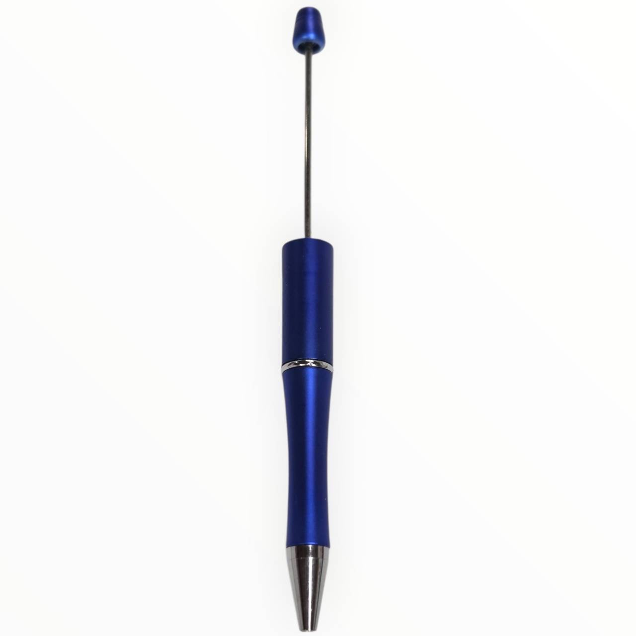 Royal blue beadable pen with satin finish and gunmetal hardware for DIY beaded pen projects.