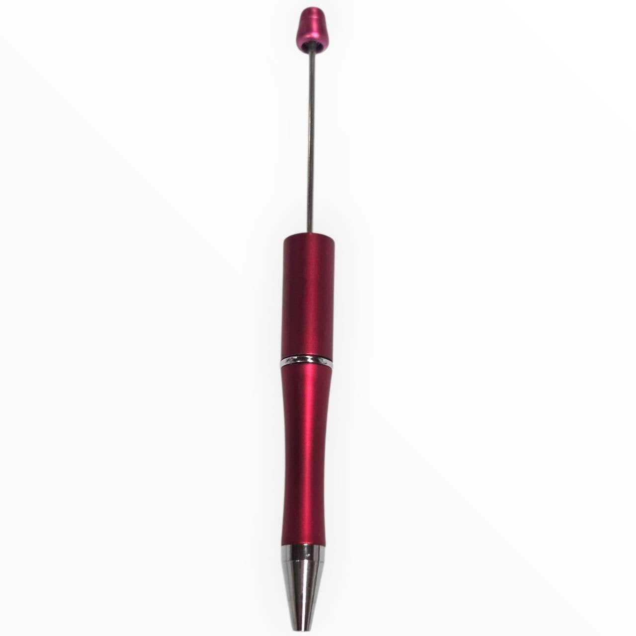Berry red beadable pen with satin finish and gunmetal hardware for DIY beaded pen projects.