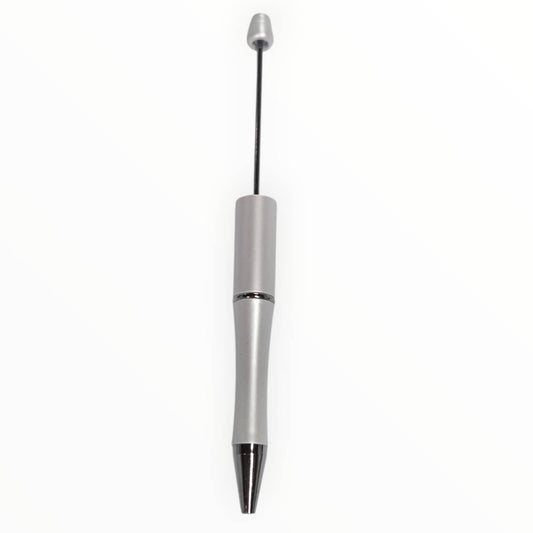 White beadable pen with satin finish and gunmetal hardware for DIY beaded pen projects.