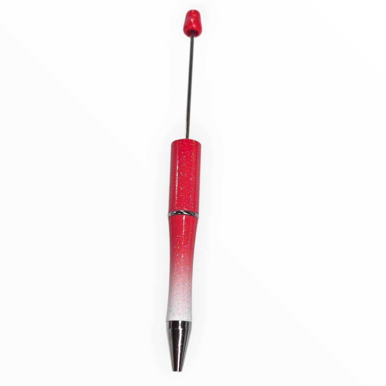 Cherry Frost Ombre beadable pen with a red-to-white glitter finish and gunmetal hardware for DIY beaded pen projects.