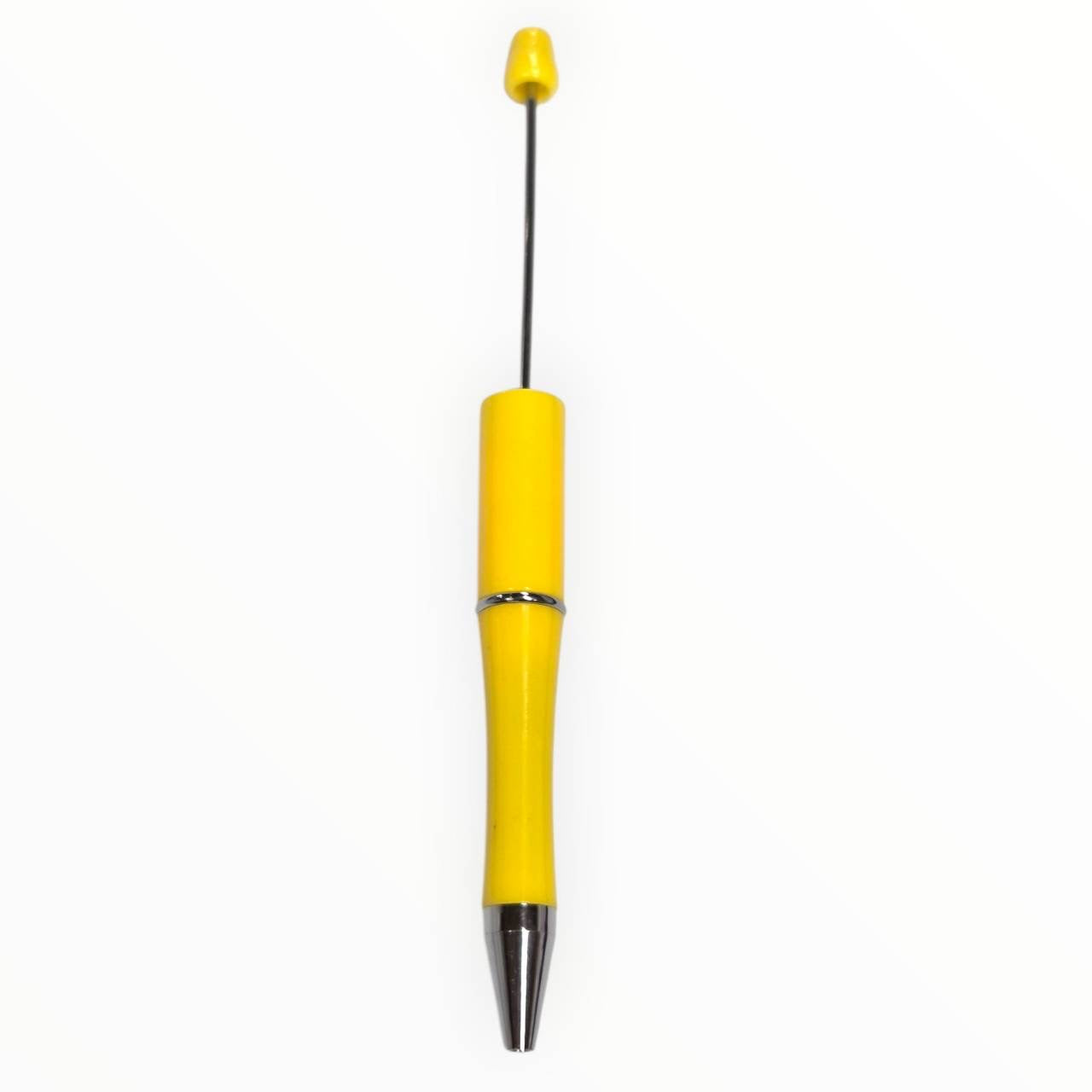 Sunshine yellow beadable pen with satin finish and gunmetal hardware for DIY beaded pen projects.