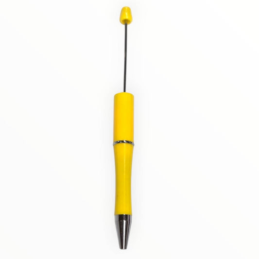 Sunshine yellow beadable pen with satin finish and gunmetal hardware for DIY beaded pen projects.