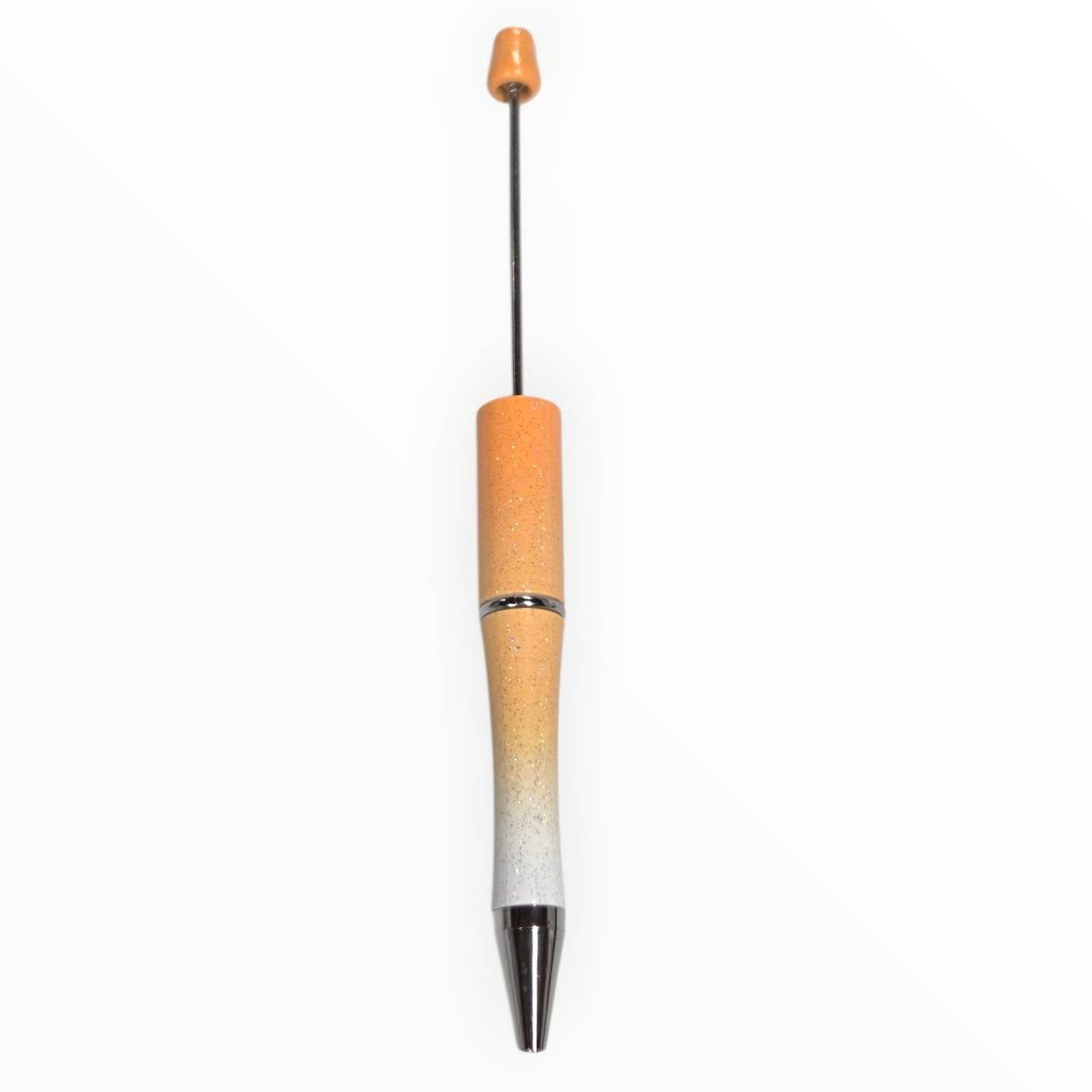 Peach Sorbet Ombre beadable pen with a peach-to-white glitter finish and gunmetal hardware for DIY beaded pen projects.