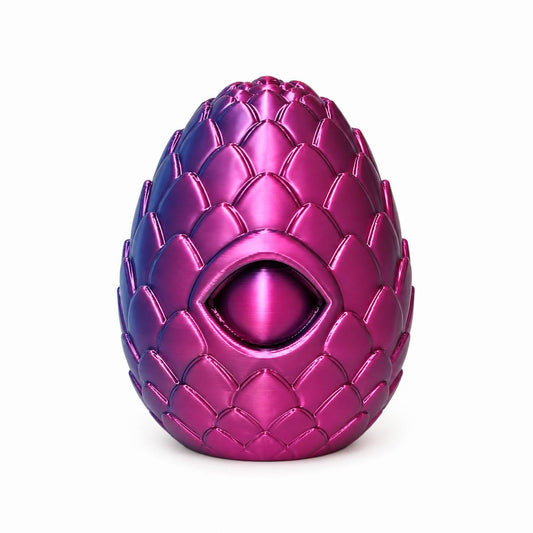 Mystic Bloom pink and purple color shifting 3D printed dragon egg bead with eye and layered scales