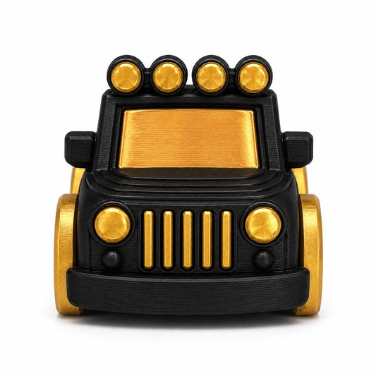 Gold Rush black and metallic gold 3D printed off-road vehicle bead
