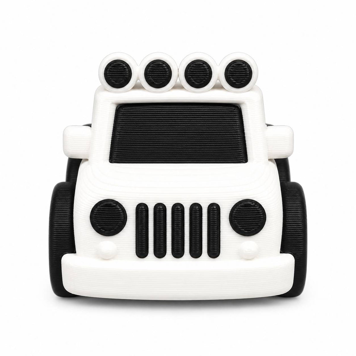 White and black Trail Rider 3D printed off-road vehicle bead
