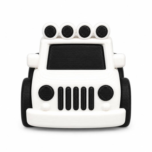 White and black Trail Rider 3D printed off-road vehicle bead