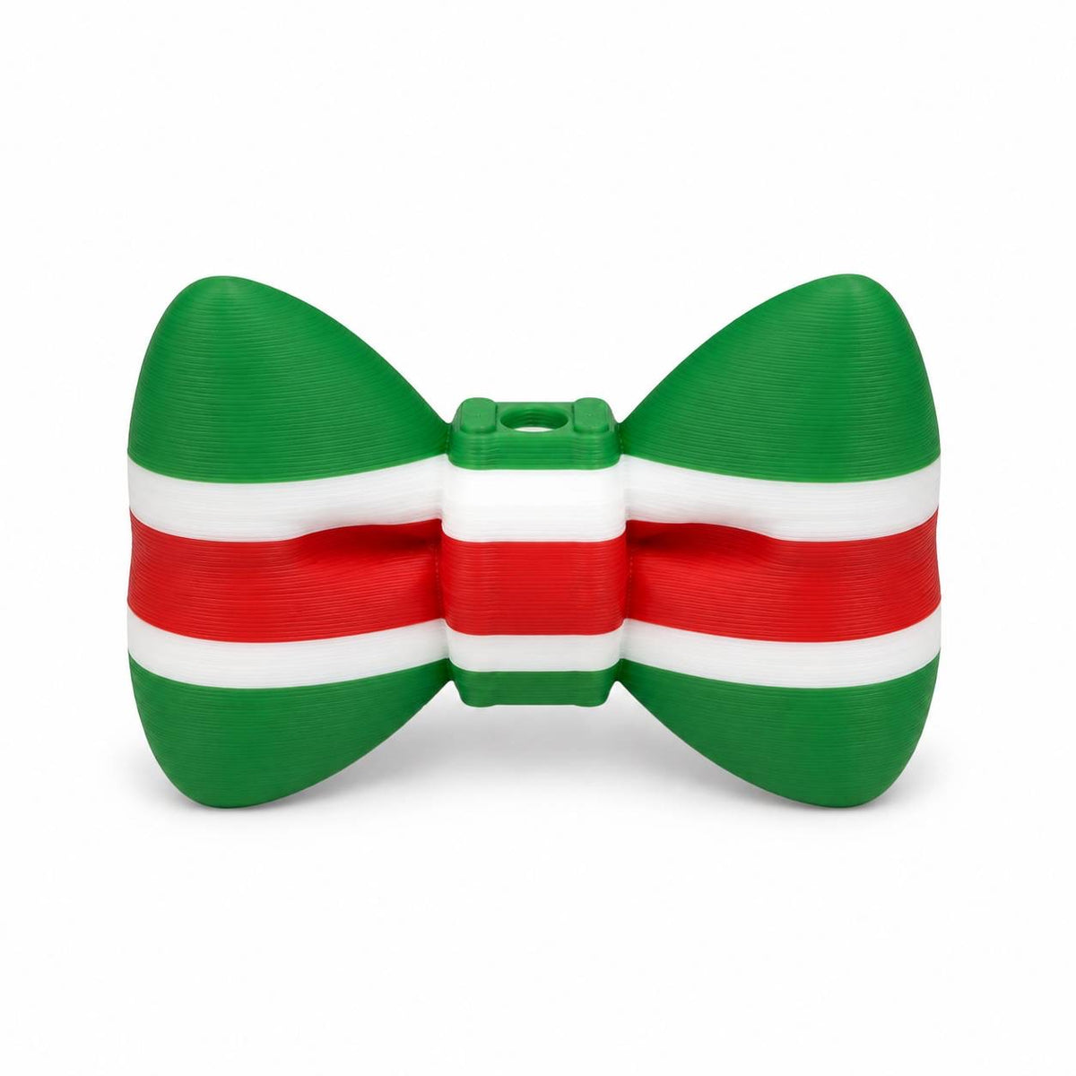 Merry Stripe red green and white Christmas bow 3D printed bead