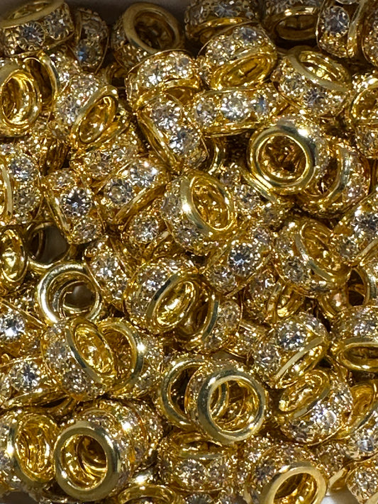 Gold 10mm Large Hole (Rhinestone Spacers)