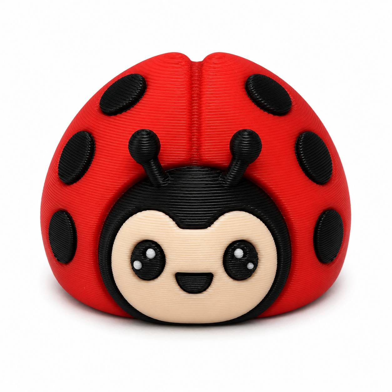 Lovebug red and black kawaii ladybug 3D printed bead with cute face