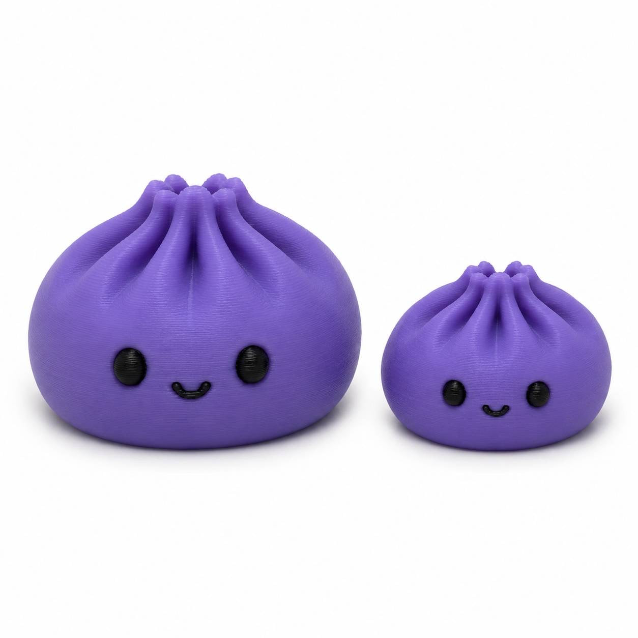 Purple 22mm Mini Dumpling 3D printed bead shown beside Original Purple Dumpling for size comparison