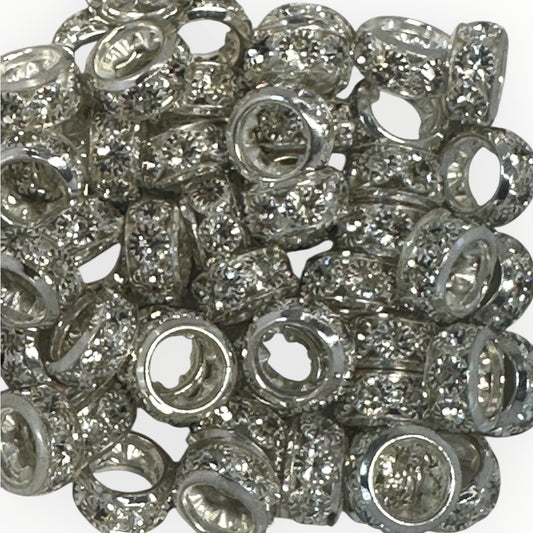 Silver 12mm Large Hole (Rhinestone Spacers)