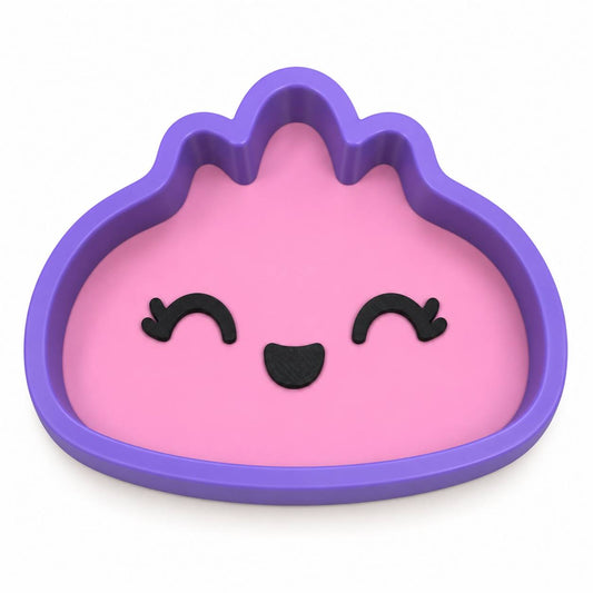 Sugar Plum pink and purple Mini Dumpling 3D printed bead and trinket tray with smiling face