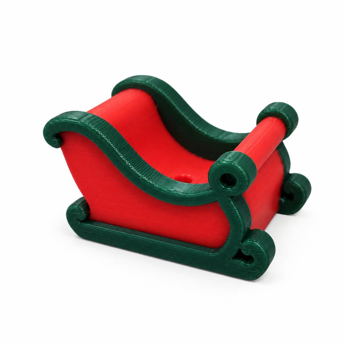 Red and green Christmas sleigh 3D printed bead by Bailey’s Beads