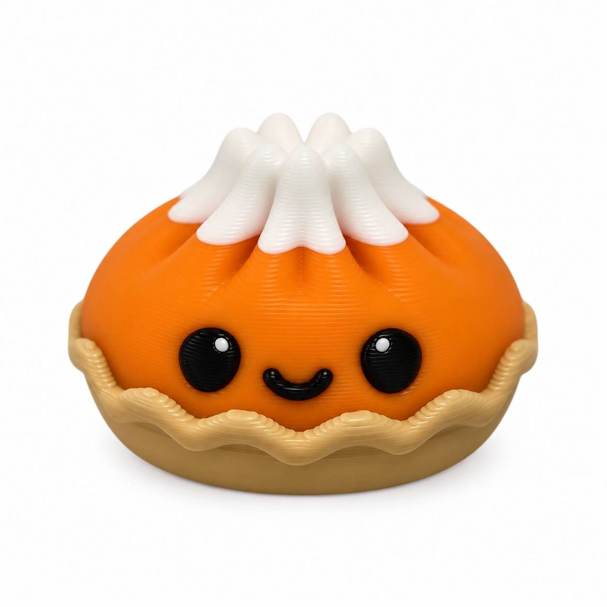 Cute pumpkin pie 3D printed bead with whipped topping and kawaii face