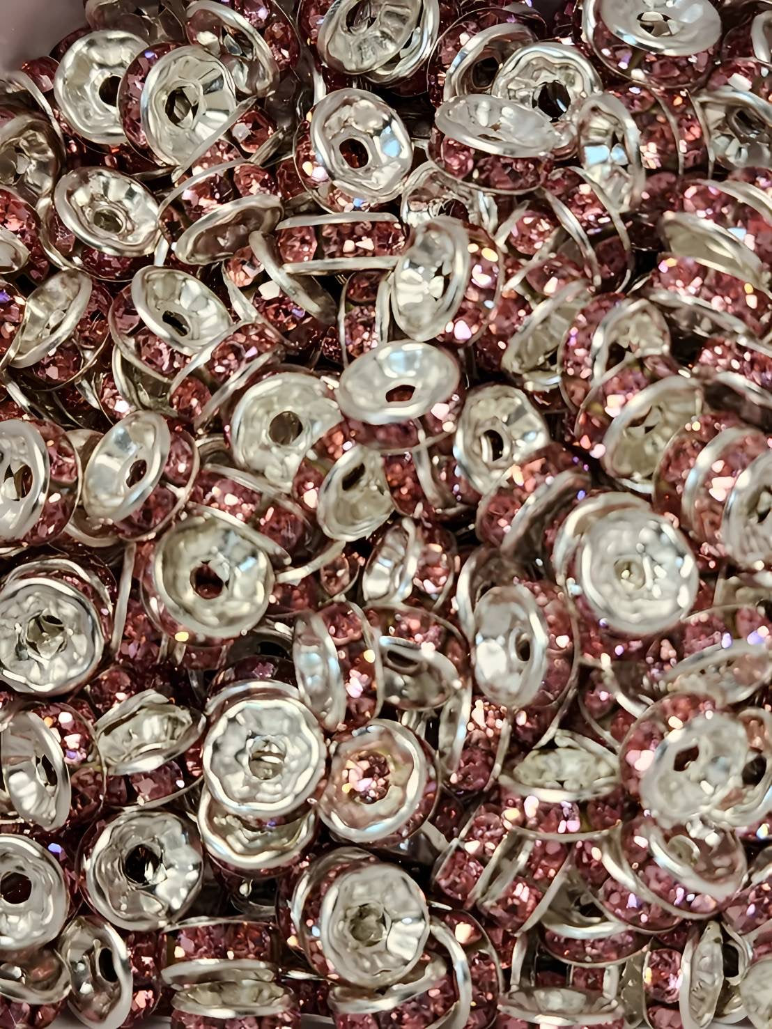 8mm Pink Rhinestone (Spacers)