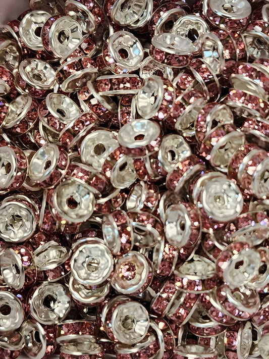 8mm Pink Rhinestone (Spacers)