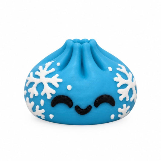 Blue Snowflake Kisses Dumpling 3D printed winter bead