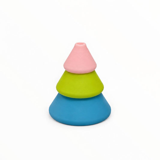 Sweet Sprout blue lime green and pink stacked 3D printed beadable pen base
