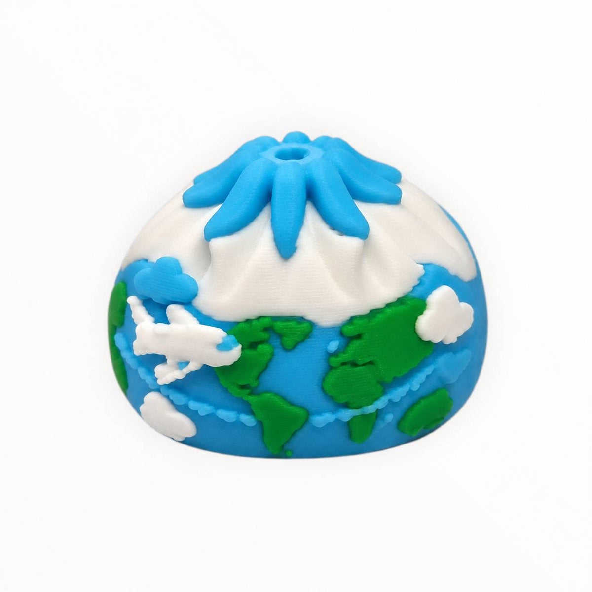 Wanderlust world traveler globe dumpling 3D printed bead with airplane and clouds