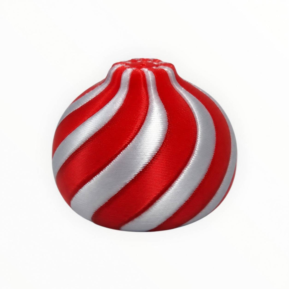 Peppermint Twist red and white candy cane swirl dumpling 3D printed bead