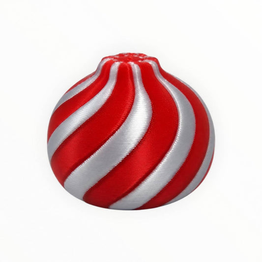 Peppermint Twist red and white candy cane swirl dumpling 3D printed bead