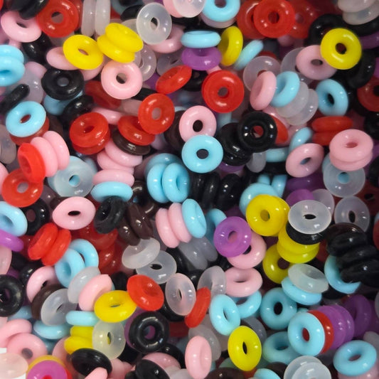 Multi Color 6mm Variety Silicone Donut (Spacers) 15 Count Pack