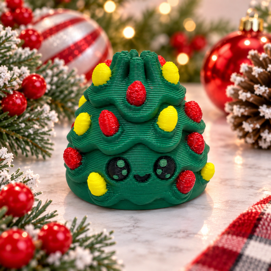 Classic Christmas Dumpling green 3D printed bead with red and yellow holiday lights