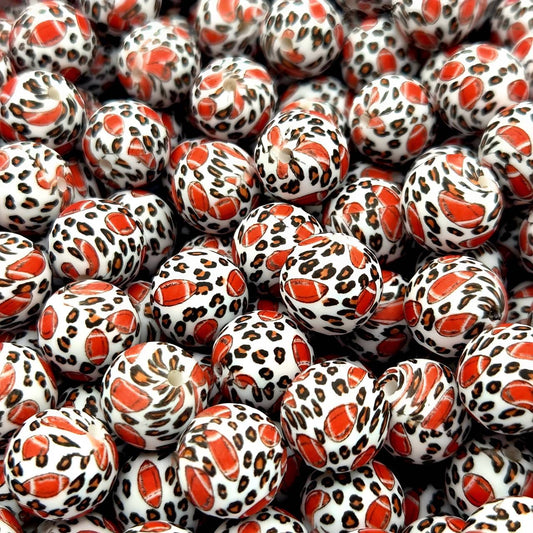 Leopard League 15mm Printed Silicone Beads