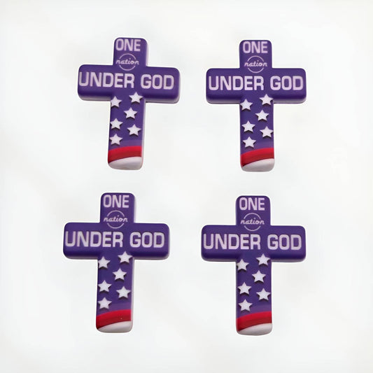 One Nation Cross Silicone Focal Beads