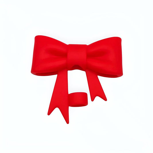 Red Big Bow Silicone Straw Topper