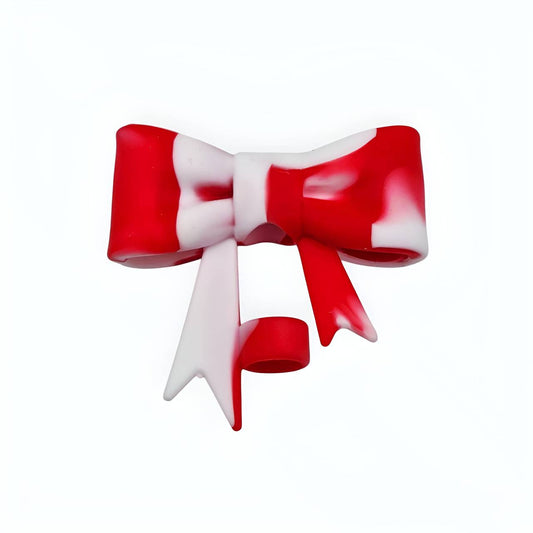 Two Toned Red Big Bow Silicone Straw Topper