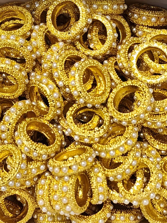 Pearl Gold Large Hole Spacer Beads
