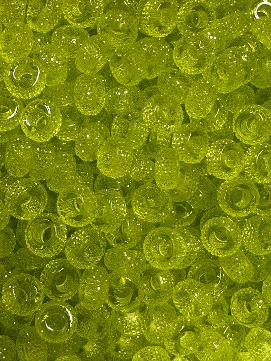 Lime Large Hole Rhinestone Abacus 12mm Beads