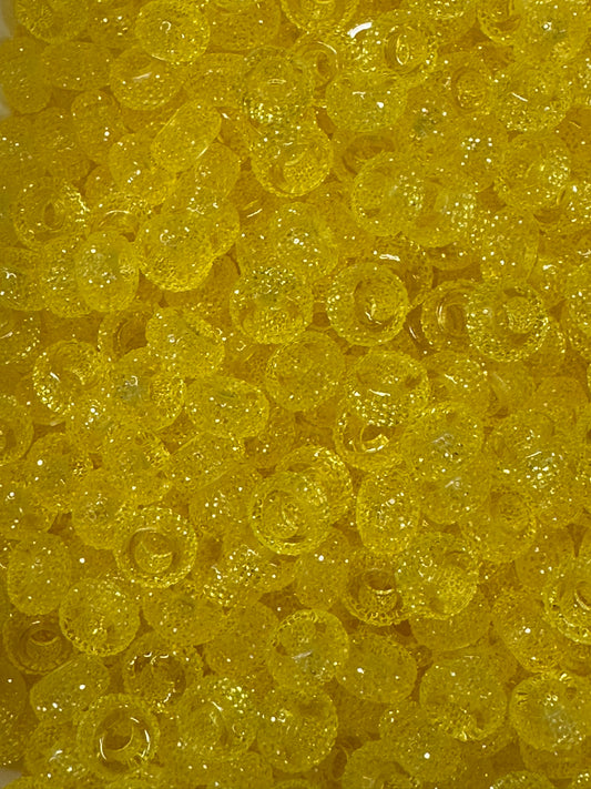 Yellow Large Hole Rhinestone Abacus 12mm Beads