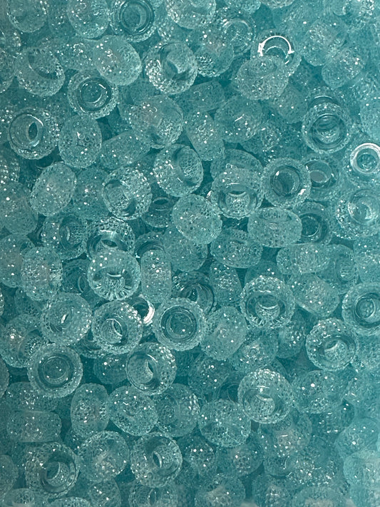 Aqua Large Hole Rhinestone Abacus 12mm Beads