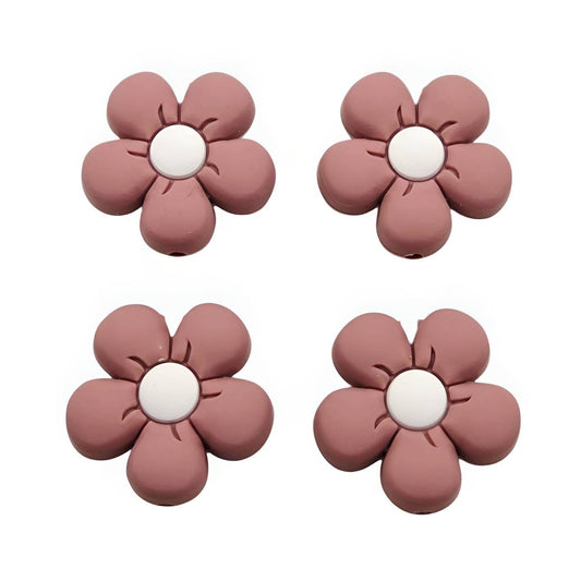 Rosewood Daisy Silicone Focal Beads