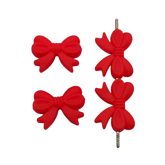 Crimson Cutie Bow Silicone Focal Beads
