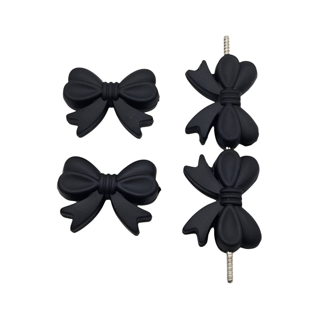 Black Velvet Bow Silicone Focal Beads