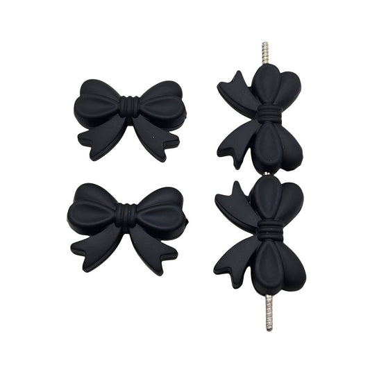 Black Velvet Bow Silicone Focal Beads