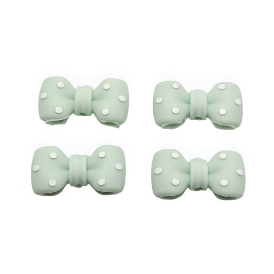 Minty Dot Bow Silicone Focal Beads