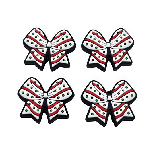 Peppermint Twist Bow Silicone Focal Beads